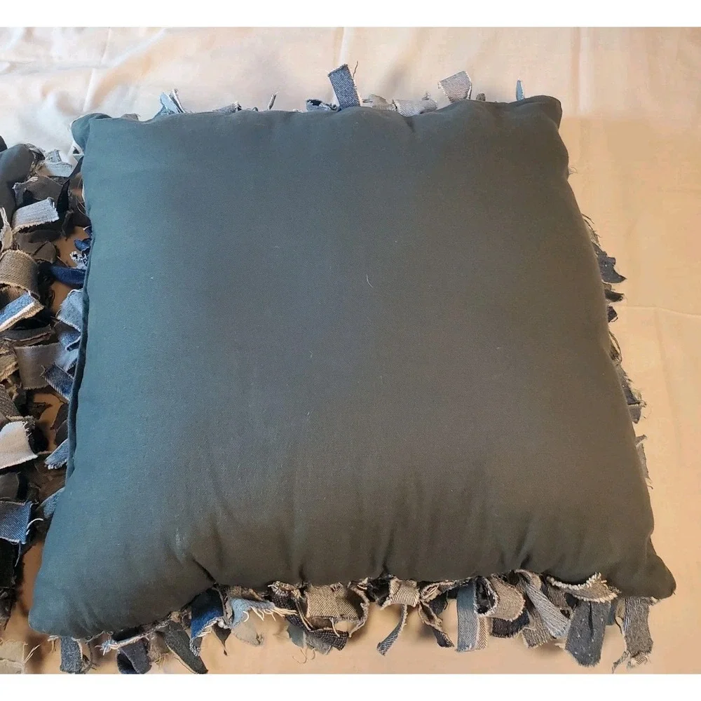Newport Shabby Denim Decor Throw Pillows Blue Hues Cotton Euro 21x21 Heavy